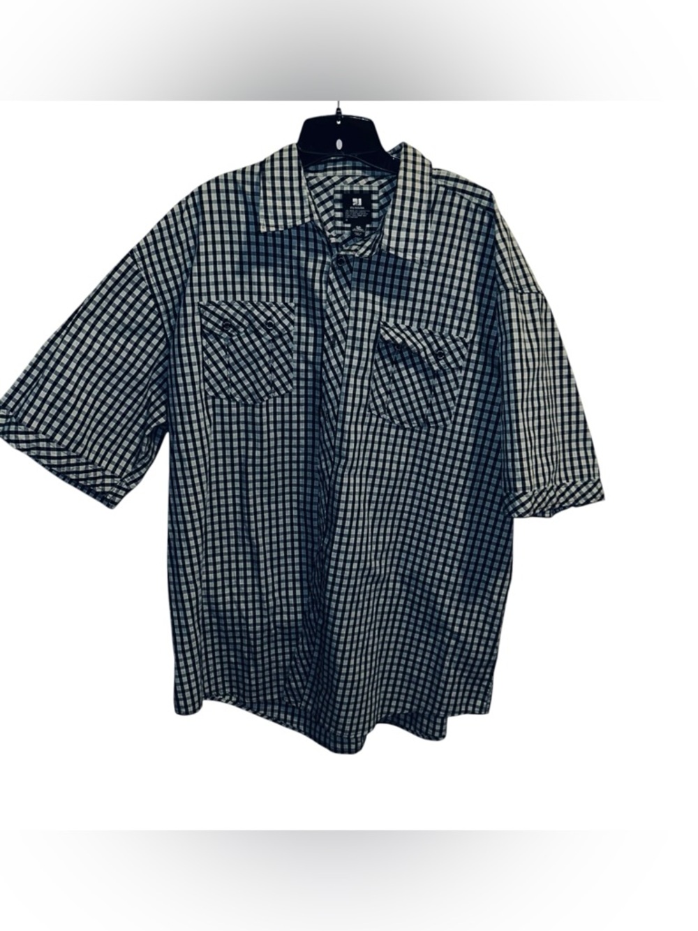 PJ Mark Men's Black and White Checked Short-Sleeve Shirt size 4XL